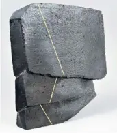  ??  ?? “Formation III” is a salt-fired black stoneware sculpture with gold enamel by Jonathan Cross.