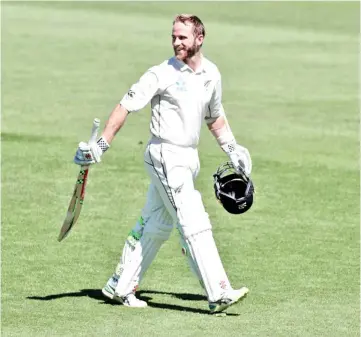  ?? — AFP photo ?? Kane Williamson was 200 not out as New Zealand posted a colossal 481-run lead when they called the innings off midway through day three in Hamilton.