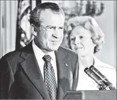  ??  ?? Bitter end: Richard and Pat Nixon at the president’s farewell address.