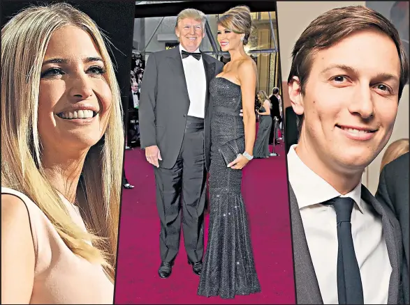  ??  ?? Donald Trump with wife Melania, and his two most powerful family members, daughter Ivanka and her husband Jared Kushner