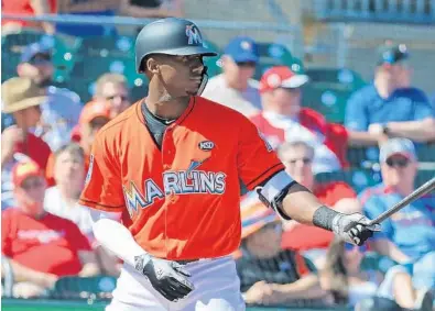  ?? DAVID SANTIAGO/TNS ?? The Marlins' Lewis Brinson says he wants to be known as an all-around hitter, not just an all or nothing power guy.