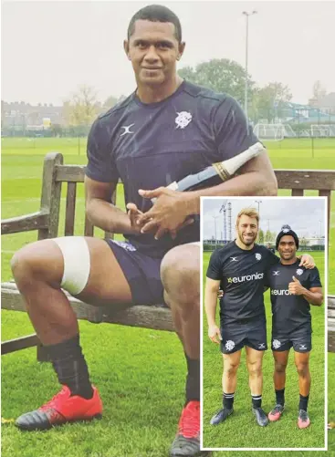  ?? Photo: Barbarians ?? Fijians Manu Ratuniyara­wa and Simione Kuruvoli (inset standing right) are named in the Barbarians squad. Kuruvoli is pictured with Chris Robshaw in London, England, on October 21, 2020.