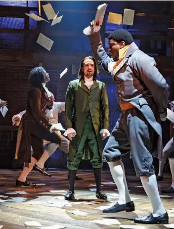  ??  ?? ● The cast of Hamilton onstage