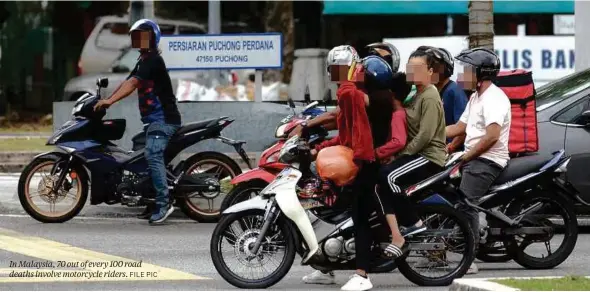  ?? FILE PIC ?? In Malaysia, 70 out of every 100 road deaths involve motorcycle riders.