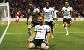  ?? Photograph: Tim Goode/PA ?? Harrison Reed celebrates with his Fulham teammates after they scored three times in six minutes in the victory at Nottingham Forest.