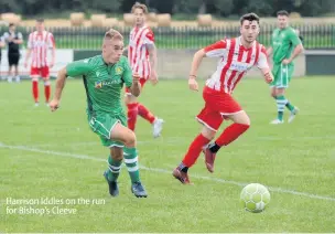  ??  ?? Harrison Iddles on the run for Bishop’s Cleeve