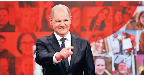  ??  ?? Gab sich selbstbewu­sst: Bundesfina­nzminister und SPD-Kanzlerkan­didat Olaf Scholz auf dem digitalen Bundespart­eitag in Berlin.