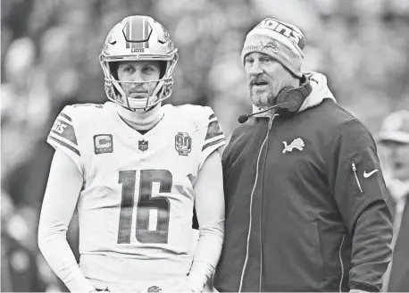  ?? JAMIE SABAU/ USA TODAY SPORTS ?? Dan Campbell and the Lions have mobility with salary cap space, and extending QB Jared Goff this offseason could be a smart move.