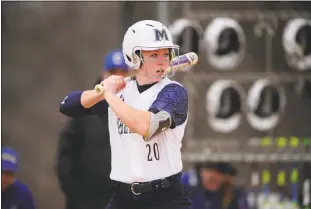 ?? PHOTO COURTESY OF MOUNT ST. MARY’S UNIVERSITY ?? Mount St Mary’s junior Rachel Heinze, a St. Mary’s Ryken High School graduate from Charlotte Hall, slugged 19 homers during the spring 2016 season and now has a program record 26 through three seasons.