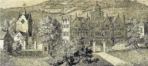  ??  ?? ●●A fanciful view of Marple Hall, early 19th century