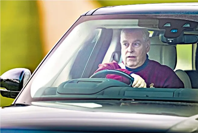  ?? ?? The Duke of York driving in Windsor Great Park, yesterday