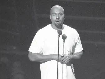  ?? CHRIS PIZZELLO, INVISION, VIA AP ?? Kanye West speaks at the 2016 MTV Video Music Awards in New York. Looking to back up his dubious declaratio­n that slavery was a “choice,” Kanye West tweeted a Harriet Tubman quote that was false.