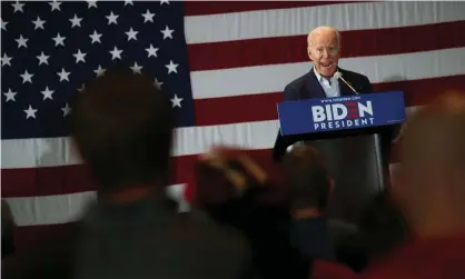  ??  ?? Joe Biden holds a rally in Cedar Rapids, Iowa, 30 April 2019. Photograph: Jonathan Ernst/Reuters