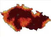  ??  ?? Šestnáctý týden od 13. do 19. dubna už přinesl mimořádné sucho (černá) na 60 % území. Mapa: ČHMÚ