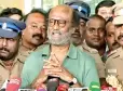  ??  ?? Rajinikant­h speaks to the press outside the Chennai airport