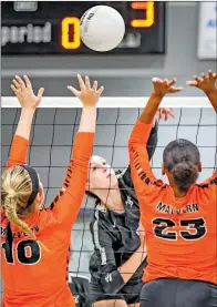  ?? GREG Davis/special to The Saline Courier ?? Bauxite sophomore Lindsey Cross puts a ball over the net in a match earlier this season.