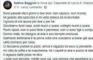  ??  ?? Su Facebook Il post pubblicato da Sabina Baggioli