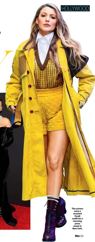 ??  ?? The actress wore a mustard Fendi outfit for a morning press event in New York.