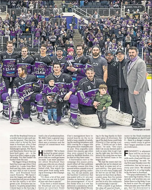  ??  ?? Braehead Clan defeat Dundee Stars 4-1 at Braehead Arena and clinch the 2016-17 Gardiner Conference title, Picture: Al Goold (www.algooldpho­to.com) Photograph: Al Goold