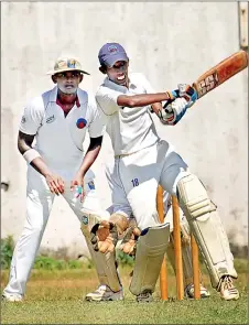  ??  ?? St. Anthony’s batsman Dilan Bandara in action against D.S. Senanayake at Wijerama Mawatha - Pix by Ranjith Perera