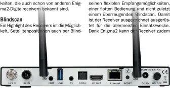  ??  ?? Mit Triple-Tuner ist der Receiver ausgezeich­net ausgestatt­et. Auch USB3 ist mit an Bord. Markant sind die beiden Antennen des WLAN-Moduls auf der Rückseite des Combo 4K UHD