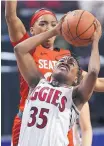  ?? L.E. BASKOW/AP ?? New Mexico State’s Moriah Mack (35) and her fellow Aggies are headed to Manhattan, Kan., to play Stanford.