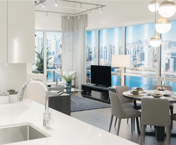  ??  ?? Kitchen counters in Epic at West condos — the final of three phases by Executive Group Developmen­ts at Vancouver’s Olympic Village — will be topped with imported quartz.