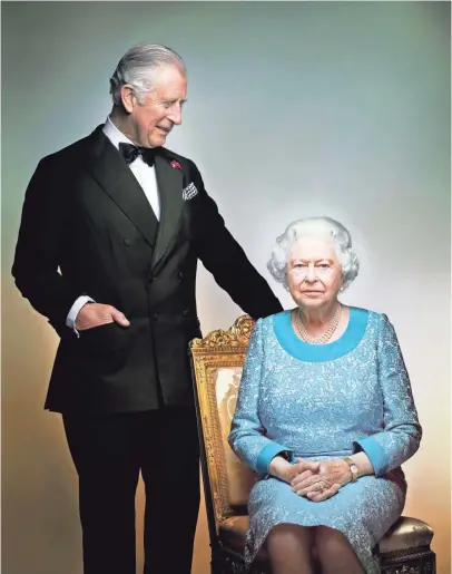  ?? NICK KNIGHT, AP ?? Britain’s Queen Elizabeth II and Prince Charles share a portrait, taken in the White Drawing Room at Windsor Castle in May 2016, before the final night of the Queen’s 90th birthday celebratio­ns.