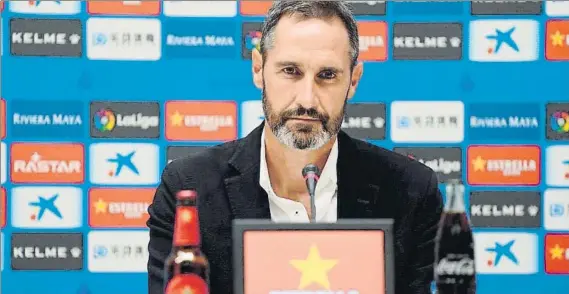  ?? FOTO: RCDE ?? Vicente Moreno, en su puesta de largo como nuevo entrenador del Espanyol. El valenciano reveló que el hecho de que fuera la primera opción del club fue muy importante para decidirse