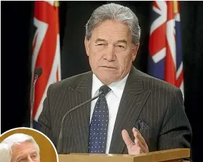  ?? STUFF ?? Winston Peters said officials were looking into how we might ratify the law to make national ‘‘aggression’’ a crime; former Green MP Kennedy Graham, left, said New Zealand should ratify it