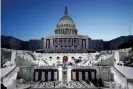  ?? Photograph: Getty Images ?? The US Capitol and stage are lit at sunrise ahead of the inaugurati­on of Joe Biden on Wednesday in Washington DC.
