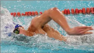  ??  ?? Cumberland senior captain Ian Horstkamp-Vinekar captured first in the 100 butterfly Saturday as the Clippers placed second to Bishop Hendricken in the boys’ Division I meet.