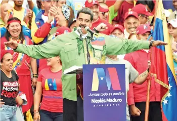  ?? AFP ?? Nicolás Maduro cierra su campaña electoral, ayer en Caracas.