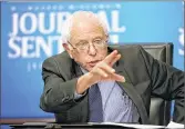  ?? MSEARS@JOURNALSEN­TINEL.COM ?? Bernie Sanders during a meeting Friday with the Editorial Board: He is advocating free college for all.