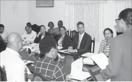  ??  ?? Audreyanna Thomas, Corporate Communicat­ions Manager, GuySuCo delivering a presentati­on on the ‘Sustainabl­e Communitie­s Programme and Alternativ­e Livelihood­s Initiative’ at the Planning and Partnershi­p Building Meeting for Representa­tives from, GBTI,...