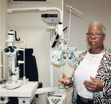  ??  ?? Sandra Harris, Vision Centre coordinato­r, shows off the ophthalmol­ogy equipment at the centre.