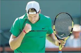  ?? Matthew Stockman Getty Images ?? JACK SOCK has lost his only two matches to Roger Federer, in 2015. “I don’t think I went on the court giving myself a ton of chances of winning,” Sock said.