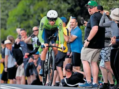 ?? / WILLIAM WEST (AFP) ?? Tadej Pogacar, durante la prueba contrarrel­oj del Mundial de ciclismo.