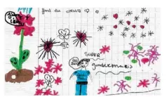  ??  ?? L’un des dessins adressés par les deux enfants aux gendarmes.