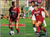  ?? LARRY LEVANTI — STEVENS ATHLETICS ?? Gabby Saade, left, and Julia Panko, right, are a pair of Mercer County stars leading the way for Stevens Institute of Technology. Saade played at West Windsor South and Panko at Notre Dame where she was a CVC Player of the Year as a senior.