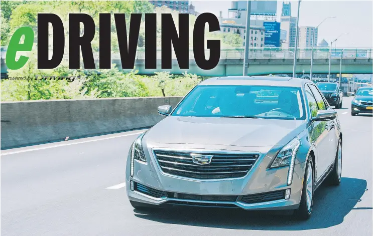  ?? PHOTOS: LESLEY WIMBUSH/DRIVING.CA ?? The 2017 Cadillac CT6 Plug-In Hybrid looks almost identical to its regular counterpar­t, and offers similar performanc­e on the road.