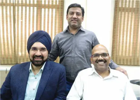  ??  ?? Gurpreet Singh (L), Rishi Vani (C), Amit Gupta (R), Partners - Team Eco Lite