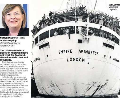  ?? WELCOME Windrush migrants ?? CONCERNED MSP Hyslop