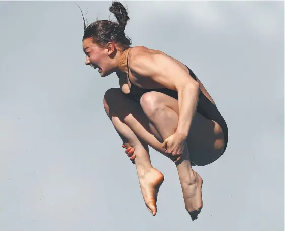  ?? Picture: GETTY IMAGES ?? AnnaRose Keating in action during the womens 10m platform semi-final at the FINA diving Grand Prix on the Gold Coast yesterday.