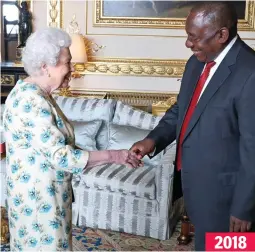 ?? ?? 2018 Royal welcome: The late Queen greets Cyril Ramaphosa