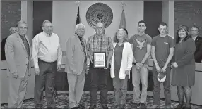  ?? Photo submitted ?? U.S. Army Veteran Thomas Sullivan of Maysville was honored with the Medal of Patriotism during the Cherokee Nation’s March Tribal Council Meeting. Sullivan is a member of Siloam Springs VFW Post 1674. Pictured, from left, are Cherokee Nation Deputy...