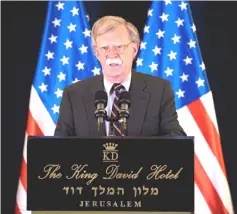  ??  ?? Bolton speaks during a press conference in Jerusalem. — AFP photo