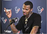  ?? MARK J. TERRILL / AP 2019 ?? The Houston Texans had been told that their former quarterbac­k Deshaun Watson was sexually assaulting and harassing women during massage sessions, but instead of trying to stop him, the team provided him with resources to enable his actions and “turned a blind eye” to his behavior, according to a lawsuit filed Monday.