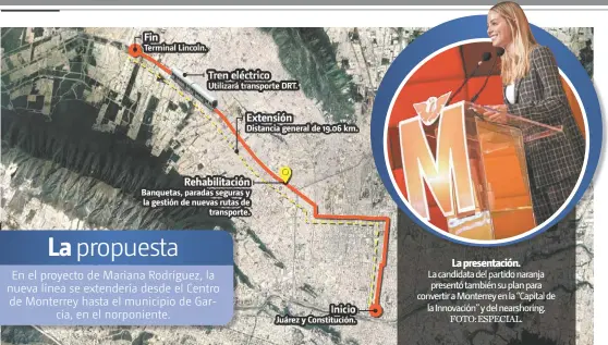  ?? FOTO: ESPECIAL. ?? La presentaci­ón.
La candidata del partido naranja presentó también su plan para convertir a Monterrey en la “Capital de la Innovación” y del nearshorin­g.