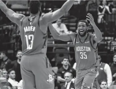  ?? Karen Warren / Staff photograph­er ?? The Rockets’ injury problems forced them to pick up some players, like Kenneth Faried (35), who should make them deeper now that they are close to full strength again.
